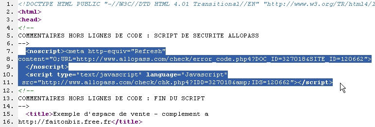 page perso site web gagner argent allopass