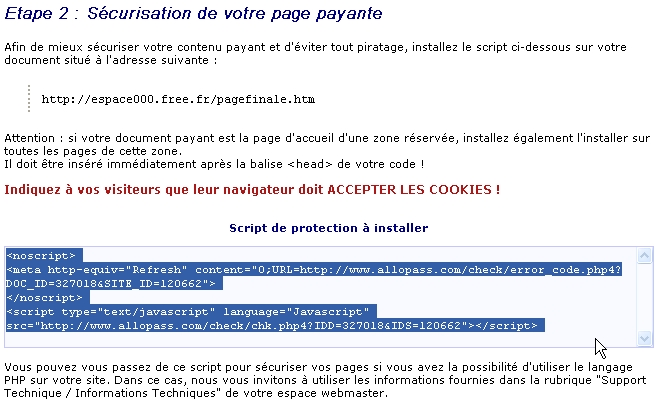 page perso site web gagner argent allopass